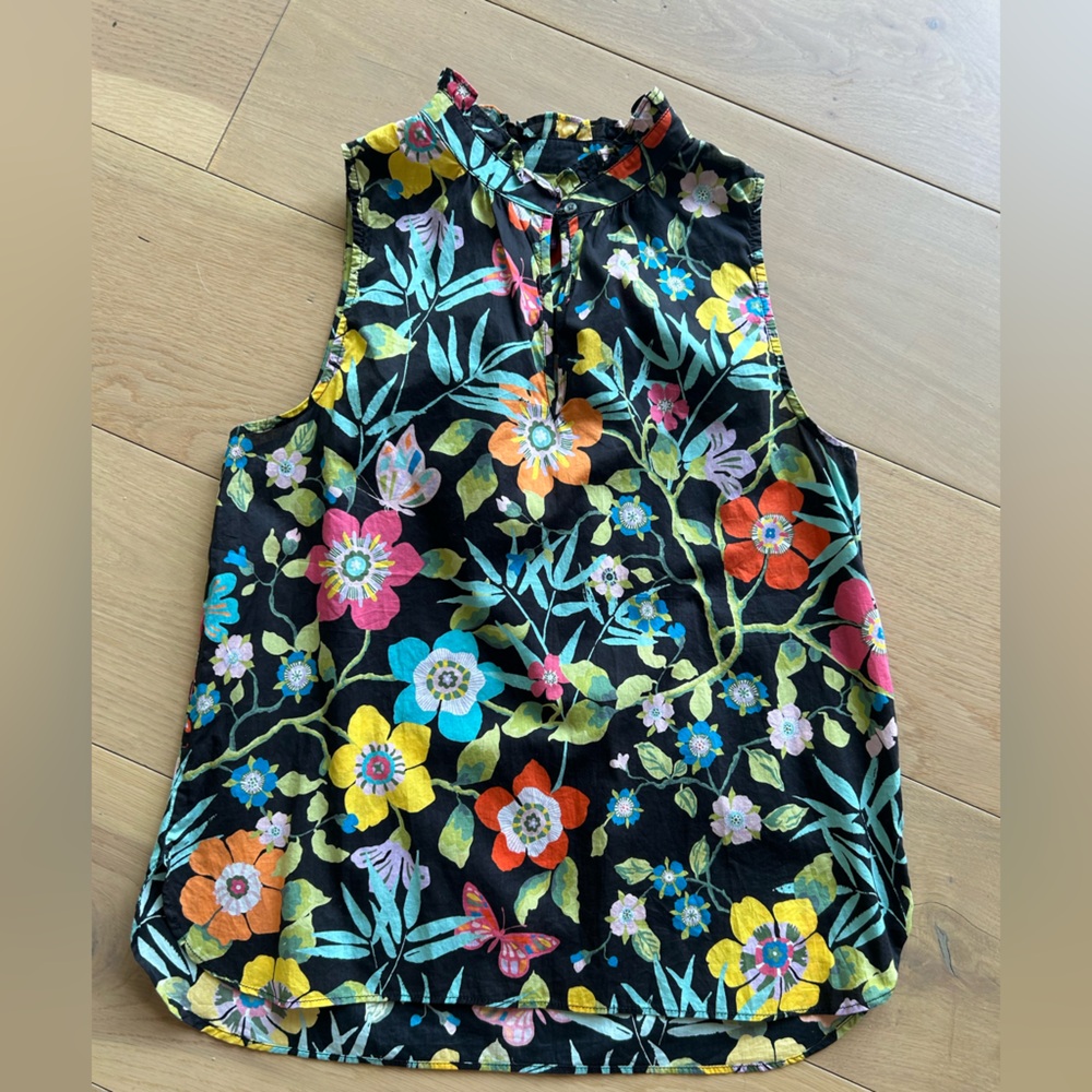 J.Crew floral tank top black pavilion pattern by Liberty Fabric